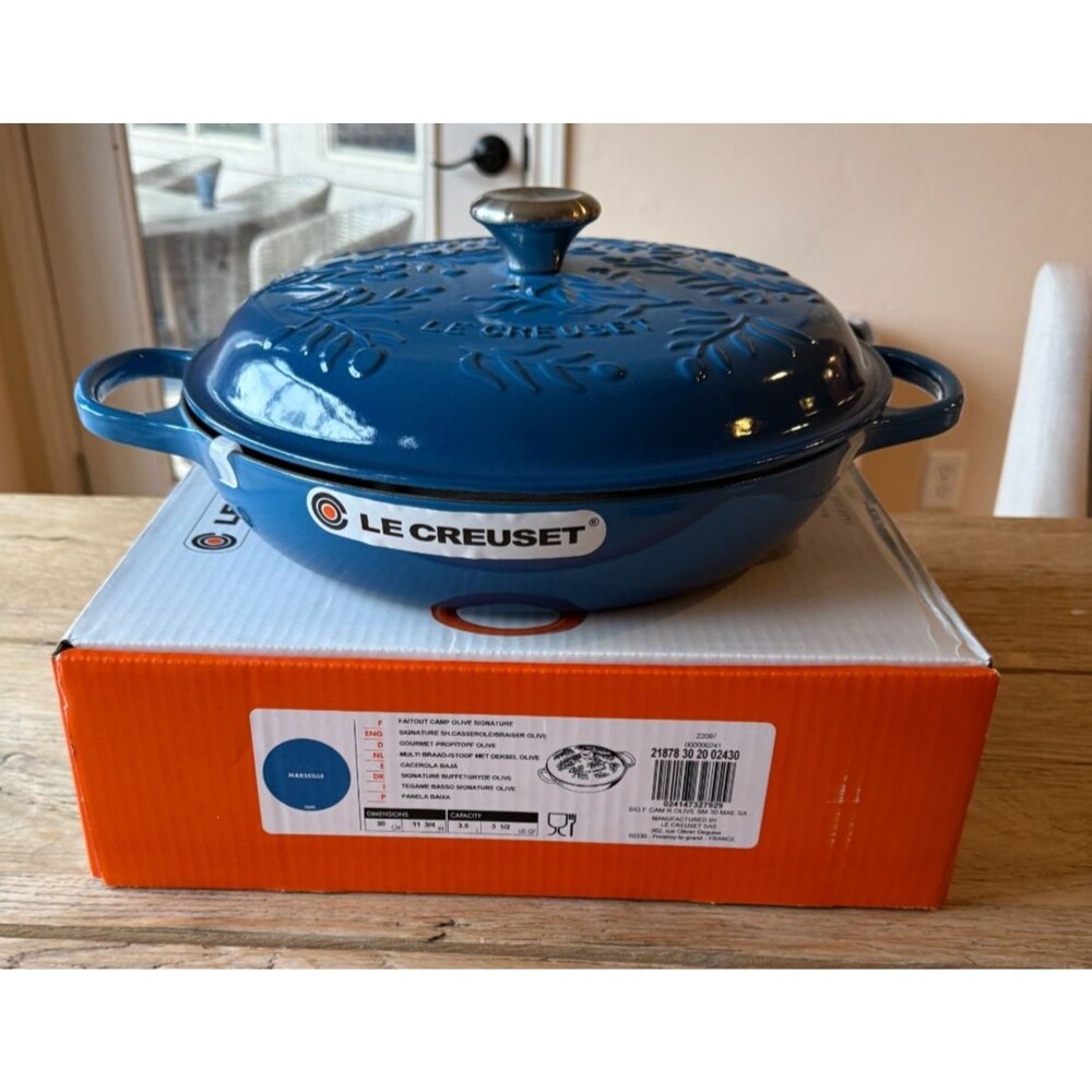 Le Creuset Olive Branch Collection Signature Iron Braiser, 3.5 qt Marseille NEW